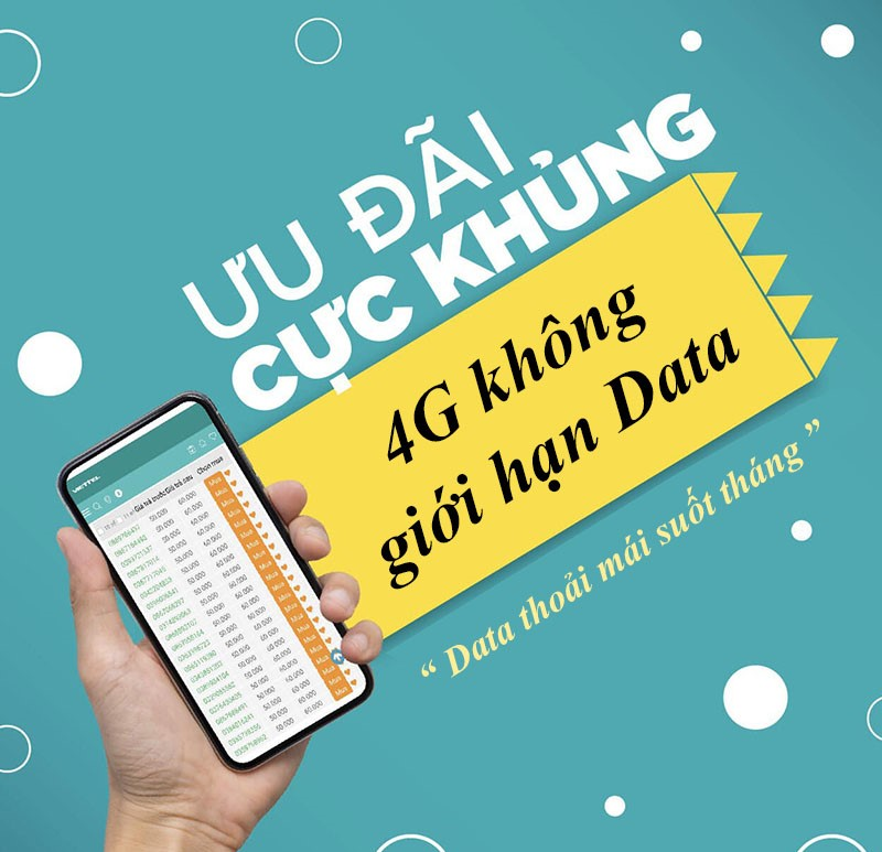 Gói cước 4G Viettel không giới hạn dung lượng
