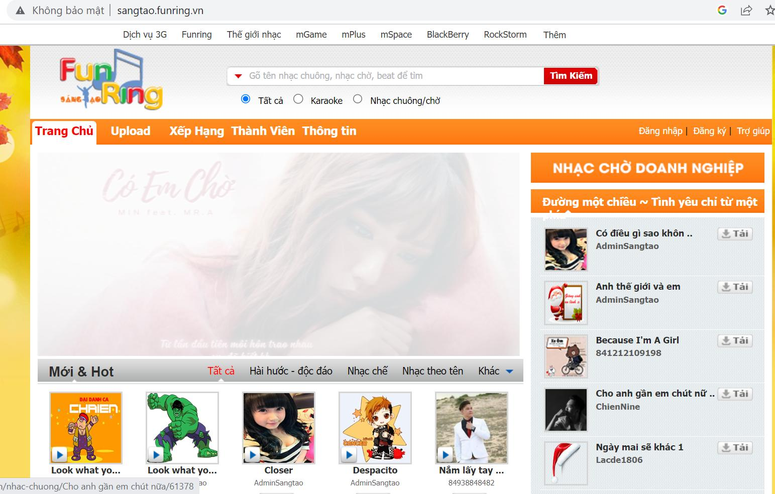 Tạo nhạc chờ Mobifone trên website FunRing
