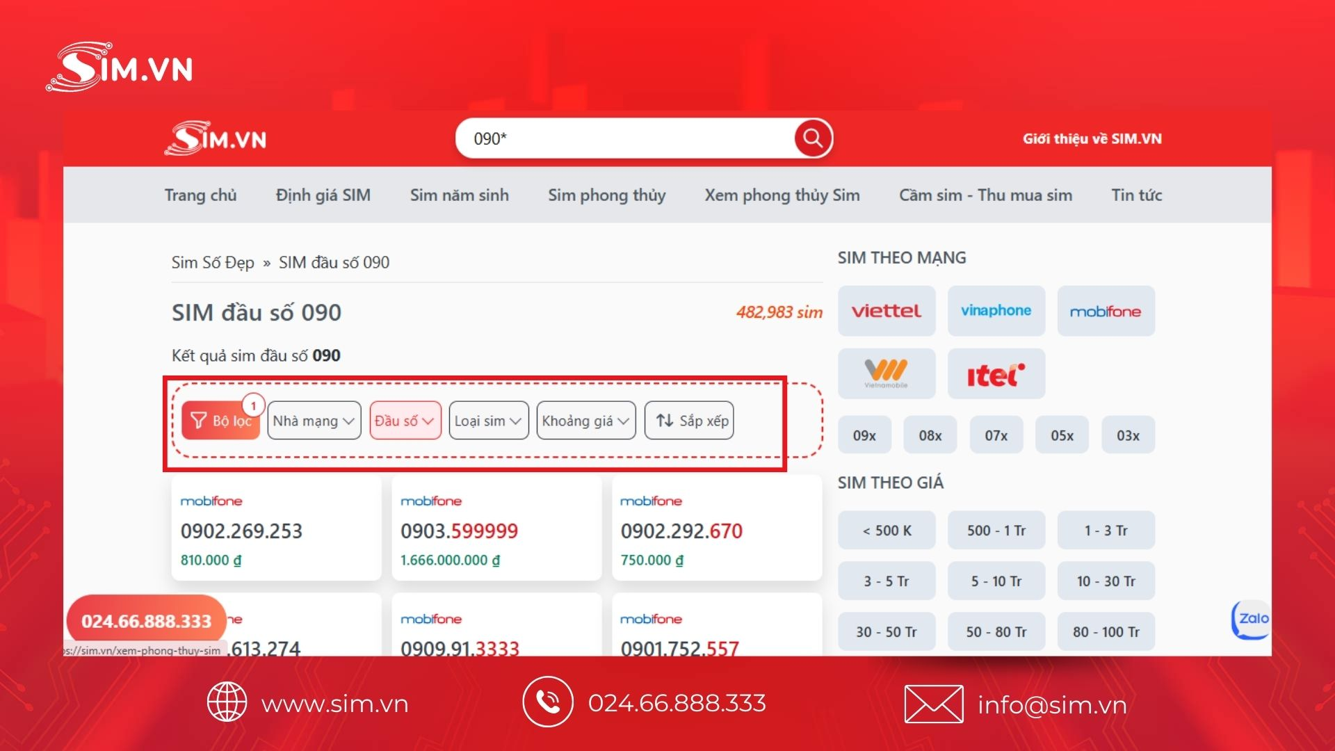 Hướng dẫn chọn Sim đầu số 090 tại ABSim Hướng dẫn chọn Sim đầu số 090 tại ABSim