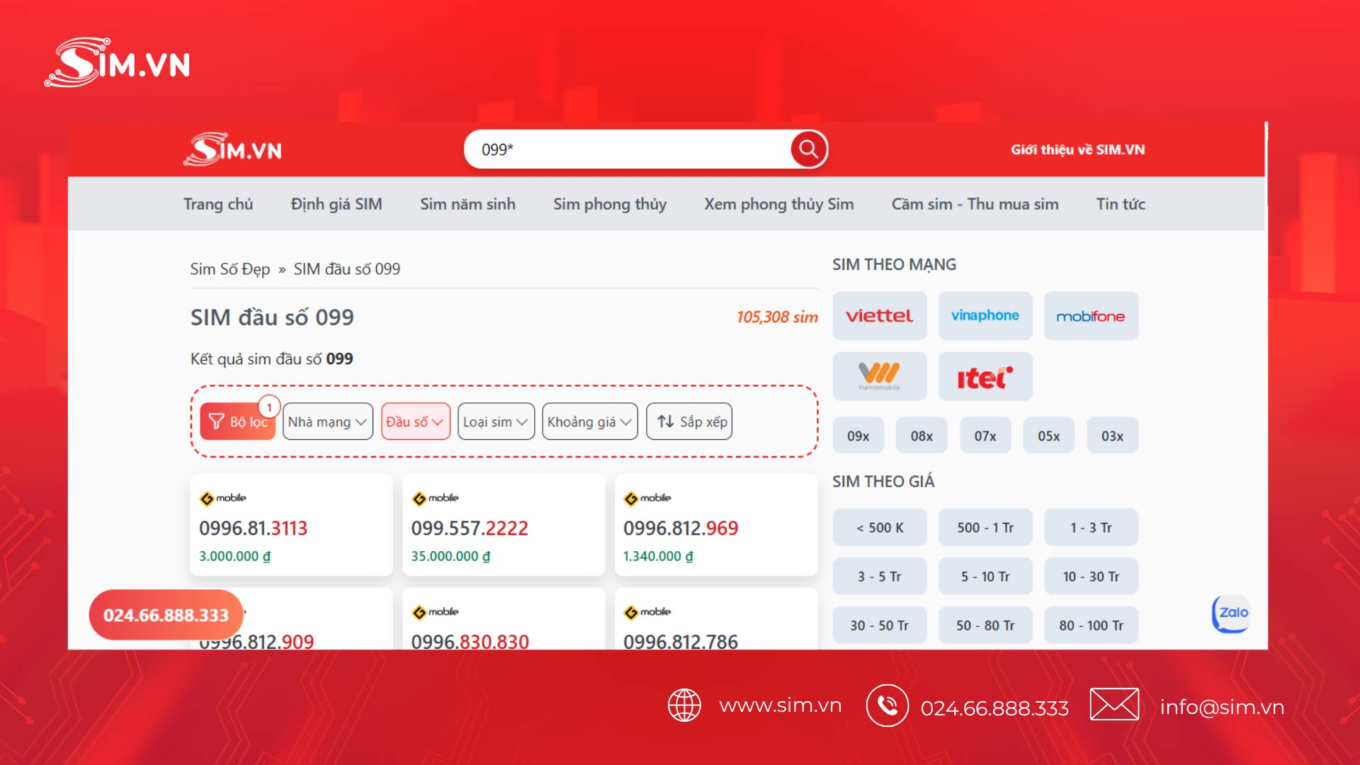 Hướng dẫn chọn Sim đầu số 099 tại ABSim Hướng dẫn chọn Sim đầu số 099 tại ABSim