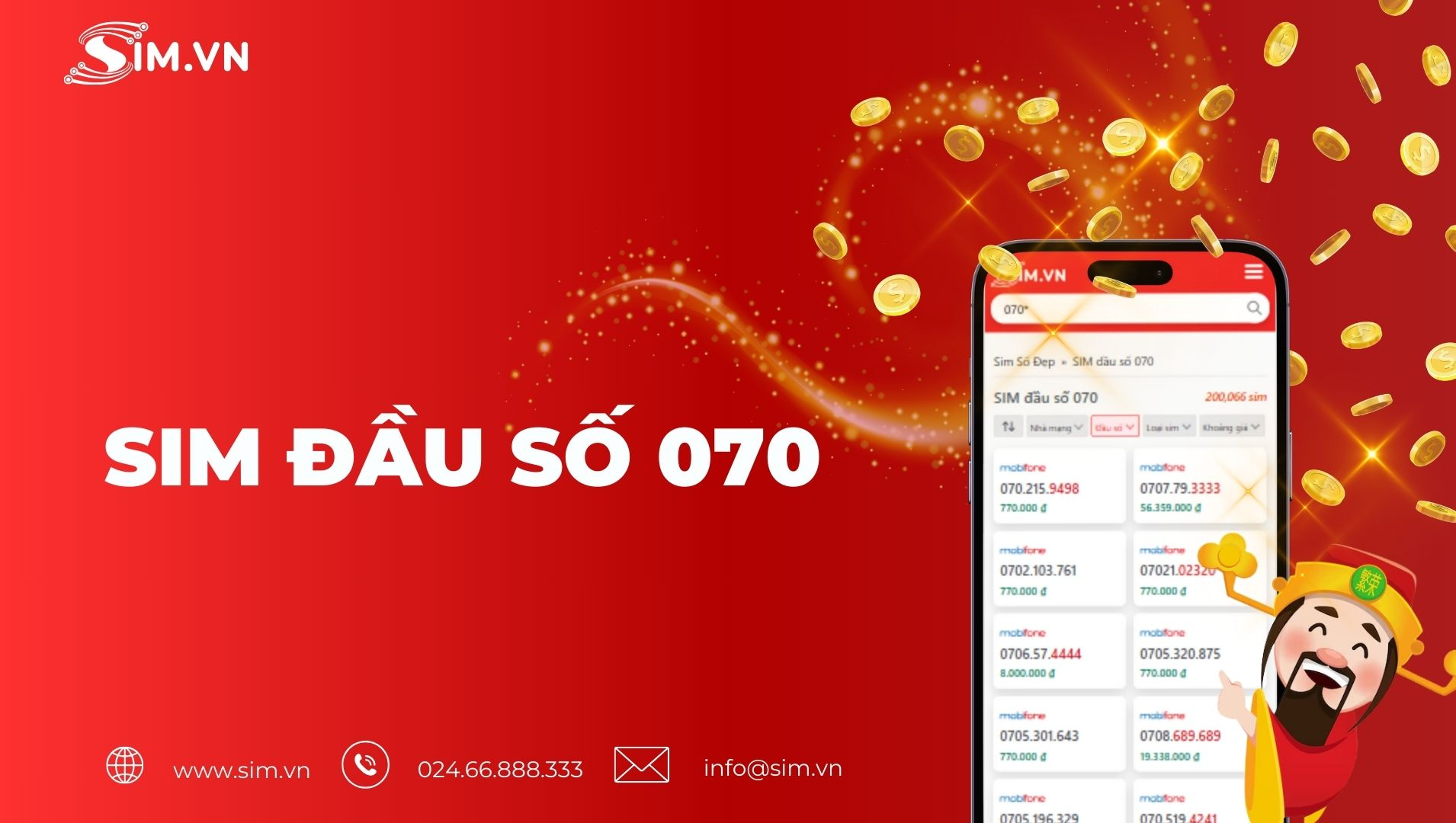 Sim đầu số 070 Sim đầu số 070