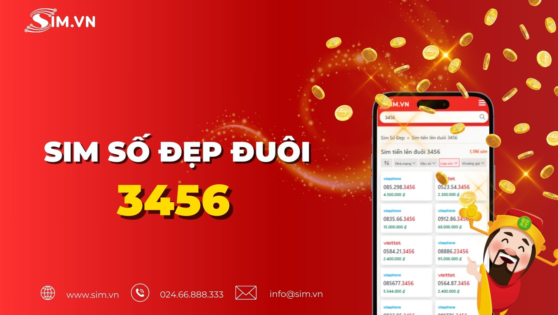 Sim số đẹp đuôi 3456