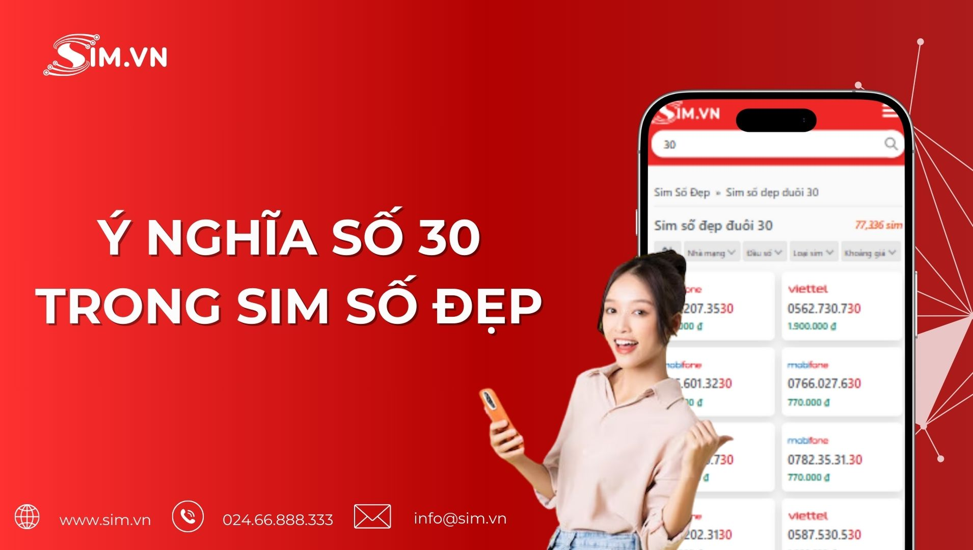 Số 30 có ý nghĩa gì trong sim số đẹp?