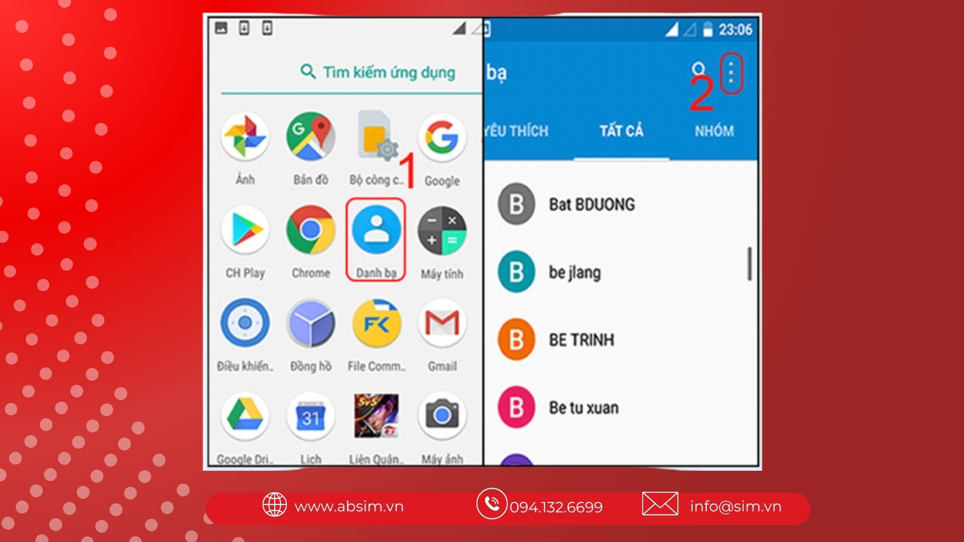 Chọn danh bạ trên máy Xiaomi 