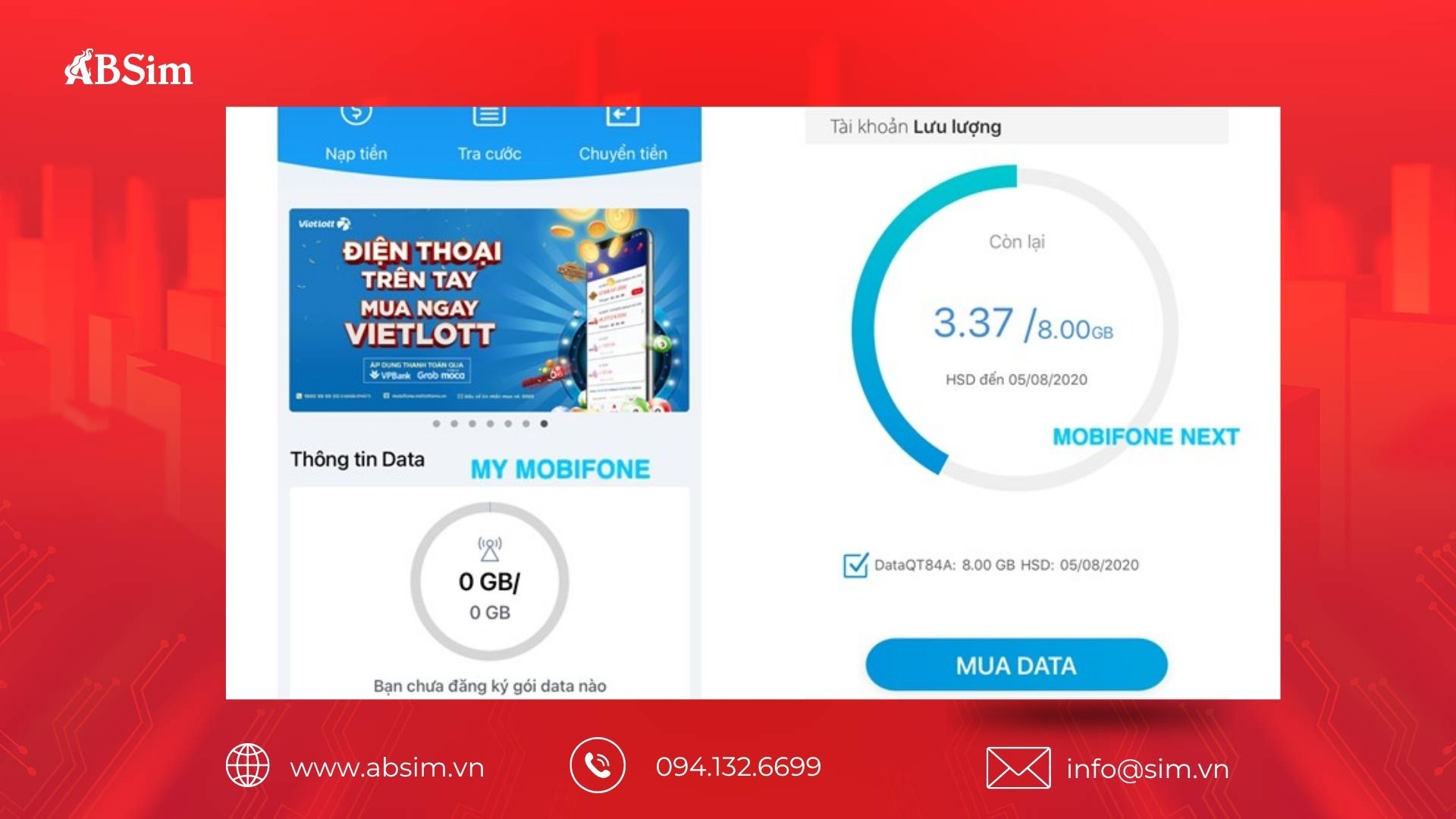Kiểm tra dung lượng trên app My Mobifone 
