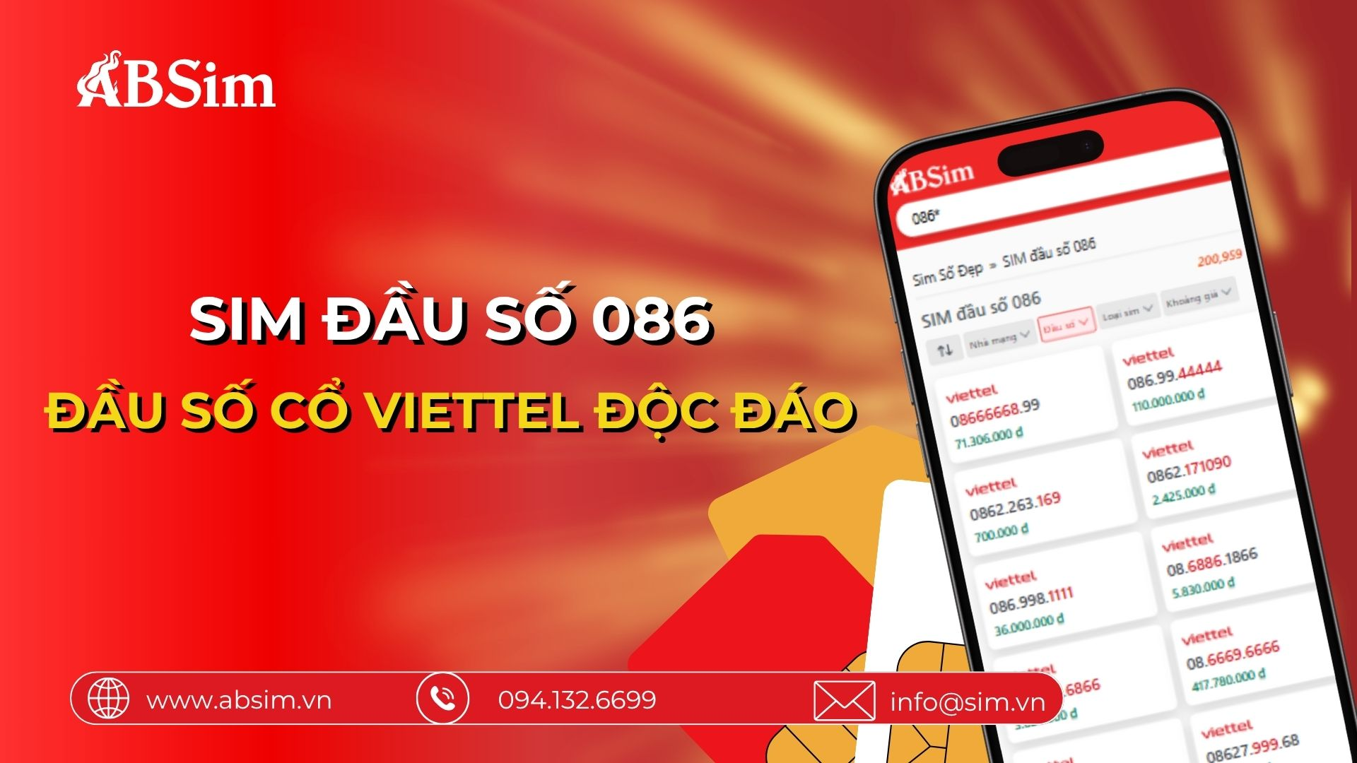 Sim đầu số 086 - Sim chất giá độc Sim đầu số 086 - Sim chất giá độc