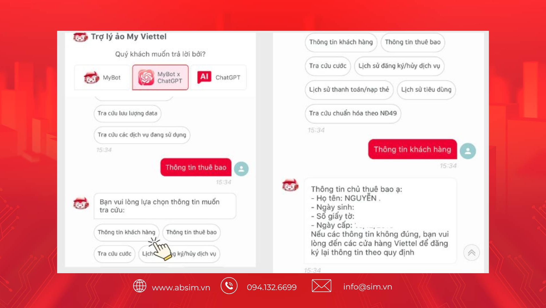 Thông tin tại My Viettel được hiện đầy đủ 