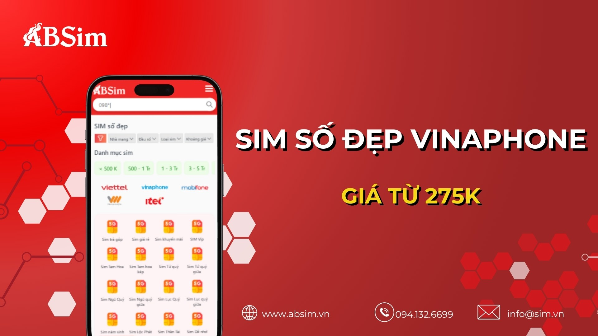 Sim số đẹp Vinaphone chỉ từ 275K Sim số đẹp Vinaphone chỉ từ 275K